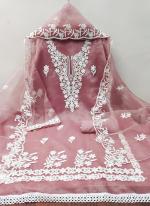 Organza Pink Festival Wear Embroidery Work Dress Material